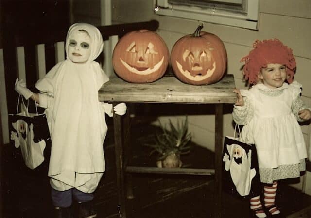 Old Halloween photos of Dan and his sister.