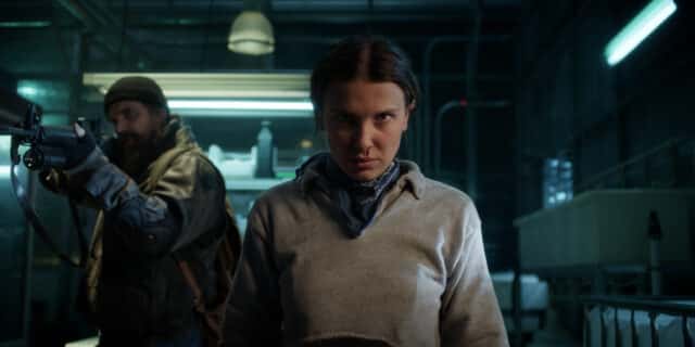 STRANGER THINGS. (L to R) David Harbour as Jim Hopper and Millie Bobby Brown as Eleven in STRANGER THINGS. Cr. Courtesy of Netflix © 2025