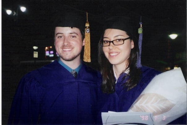 Dan Murphy and Aubrey Plaza at their college graduation. 