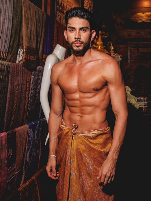 Mr. Colombia wrapped in the elegance of Isan Thai silk for Mister Global, 2025