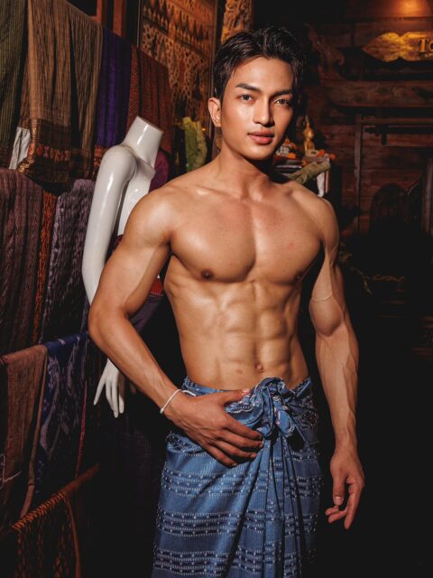 Mr. Myanmar wrapped in the elegance of Isan Thai silk for Mister Global, 2025