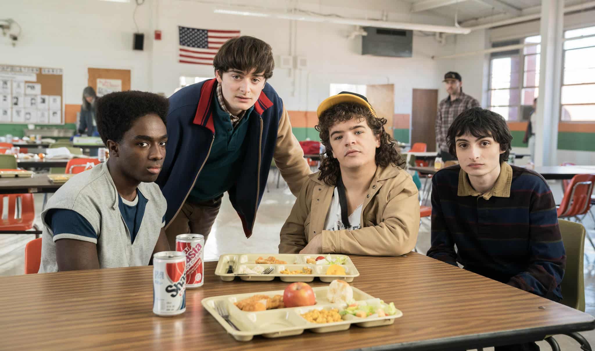 STRANGER THINGS. (L to R) Caleb McLaughlin as Lucas Sinclair, Noah Schnapp as Will Byers, Gaten Matarazzo as Dustin Henderson, and Finn Wolfhard as Mike Wheeler of STRANGER THINGS. Cr. Atsushi Nishijima/Netflix © 2024