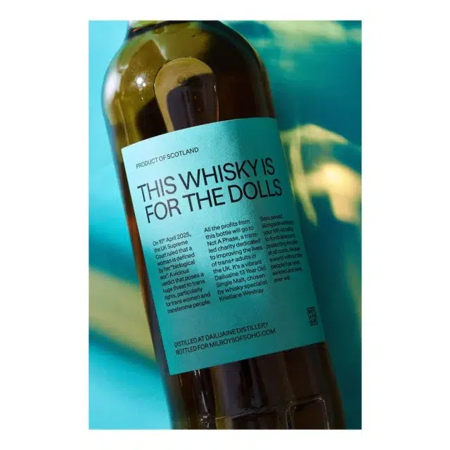 For the Dolls is a release of a single cask 13 year old Dailuaine. All profits will go to trans charity Not a Phase
