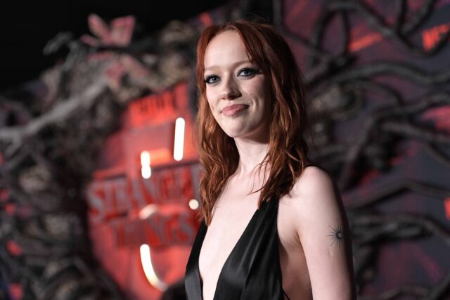 HOLLYWOOD, CALIFORNIA - NOVEMBER 06: Amybeth McNulty attends Netflix's "Stranger Things" Season 5 World Premiere at TCL Chinese 6 Theatres on November 06, 2025 in Hollywood, California. (Photo by Charley Gallay/Getty Images for Netflix)