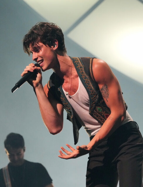 Shawn Mendes performs onstage during the opening night of Shawn Mendes Wonder: The World Tour at Moda Center on June 27, 2022 in Portland, Oregon. 