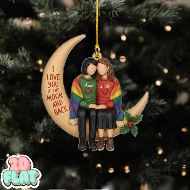 Customizable Couple Moon Ornament.