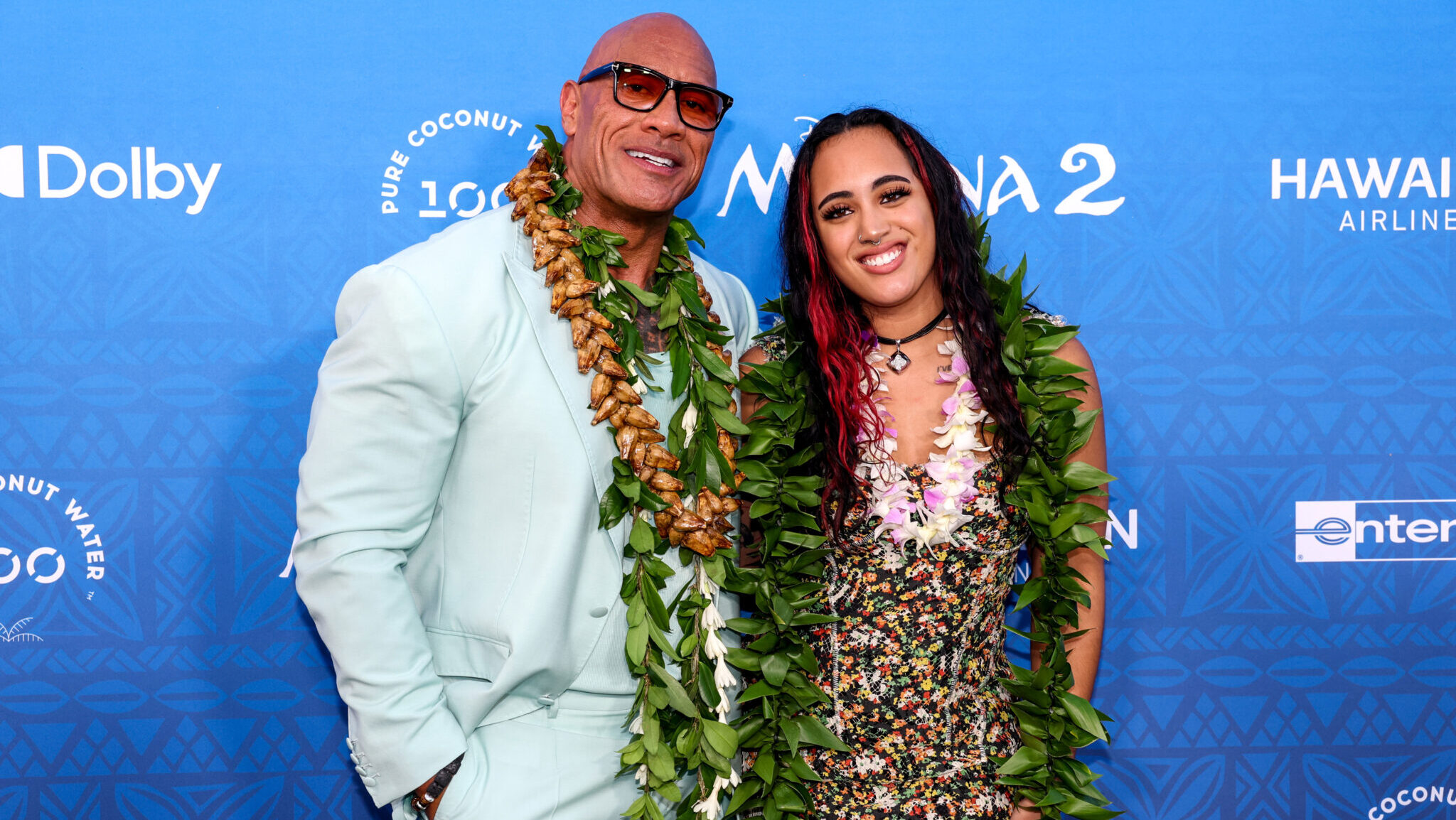 Dwayne Johnson and Simone Garcia Johnson attend the world premiere of 'Moana 2' at Lanikuhonua Cultural Institute on November 21, 2024 in Kapolei, Hawaii. Photo: Darryl Oumi/Getty Images