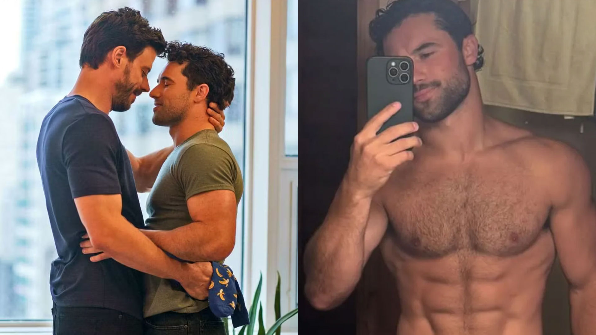 François Arnaud as Scott Hunter and Robbie G.K. as Kip Grady on Heated Rivalry. Photo: HBO Max/Crave Canada