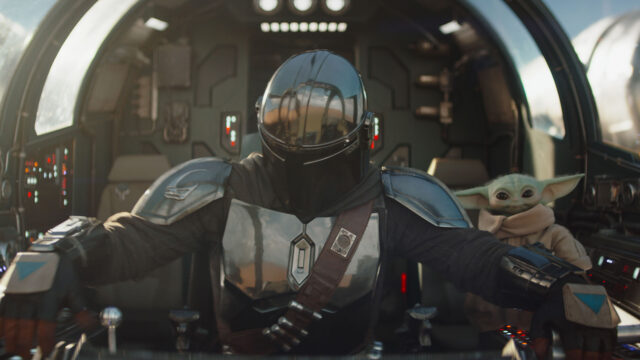 (L-R) Mandalorian (Pedro Pascal) and Grogu in Lucasfilm's THE MANDALORIAN AND GROGU. Photo courtesy of Lucasfilm. © 2025 Lucasfilm Ltd™. All Rights Reserved.