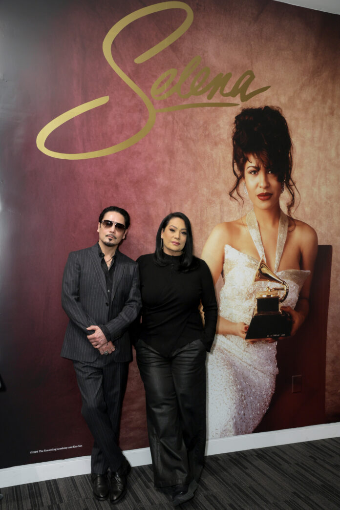 Chris Pérez and Suzette Quintanilla attend Selena Exhibit and Press Preview at GRAMMY Museum L.A. Live on January 14, 2026 in Los Angeles, California. (Photo by Rebecca Sapp/Getty Images for The Recording Academy)