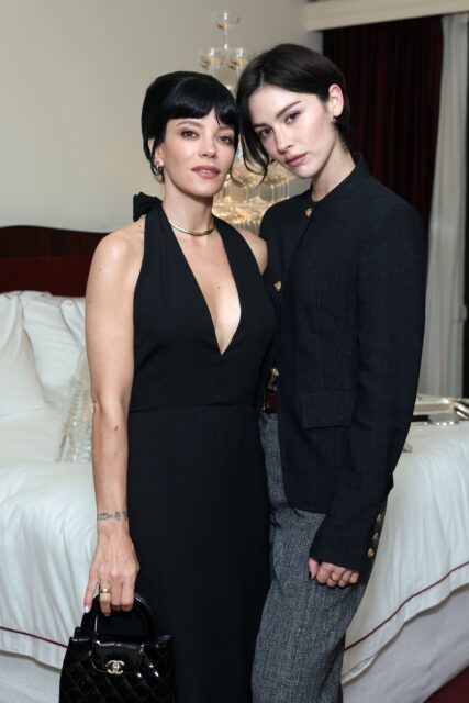 (L-R) Lily Allen and Gracie Abrams, both wearing CHANEL, attend a CHANEL Dinner to Celebrate Coco Crush at Chateau Marmont on January 07, 2026 in Los Angeles, California.