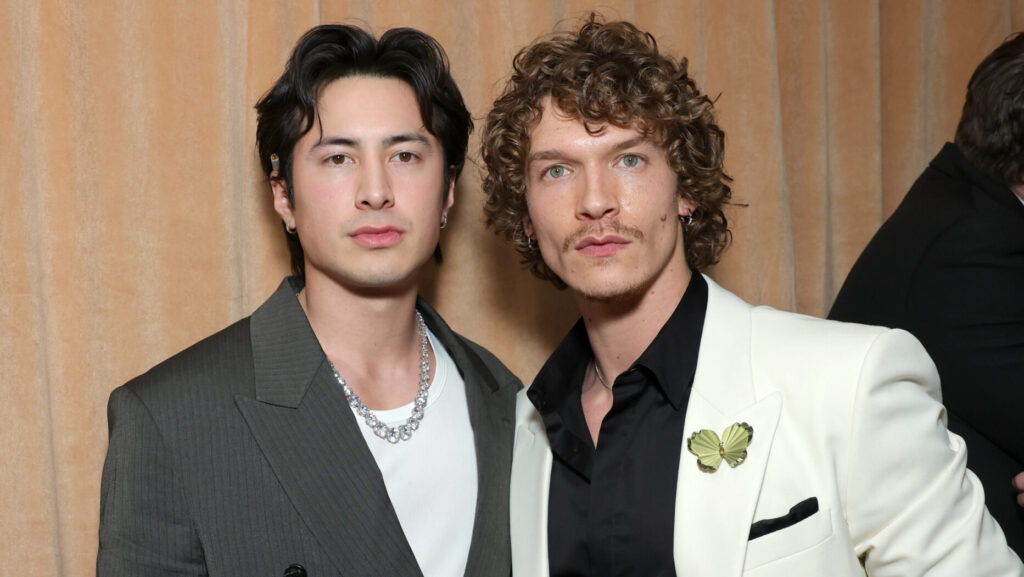 (L-R) Hudson Williams and Connor Storrie attend Vanity Fair and Amazon MGM Studios Celebrate Awards Season 2026 at Bar Marmont on January 10, 2026 in Los Angeles, California.