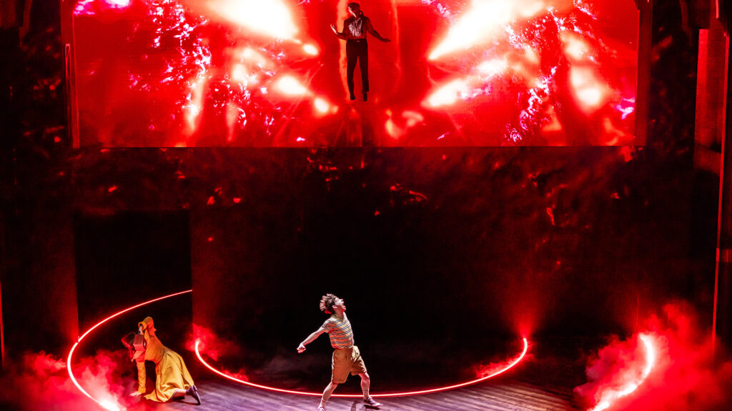 STRANGER THINGS: THE FIRST SHADOW - BROADWAY. (L-R) Gabrielle Nevaeh as Patty Newby and Louis McCartney as Henry Creel in Netflix’s Stranger Things: The First Shadow at Marquis Theatre on Broadway. Photo Cr. Matthew Murphy and Evan Zimmerman/Netflix