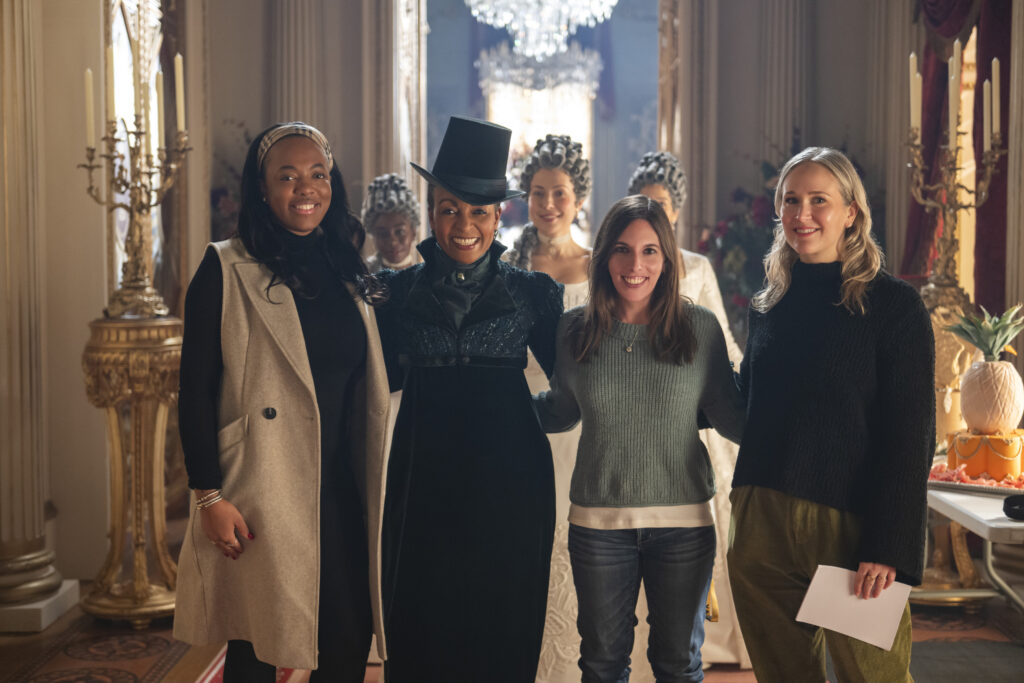 Bridgerton. (L to R) Adjoa Andoh as Lady Danbury, Executive Producer Jess Brownell in episode 404 of Bridgerton. Cr. Liam Daniel/Netflix © 2025