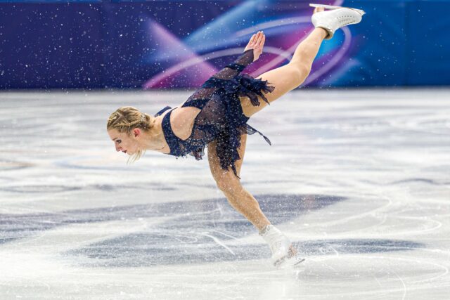 Amber Glenn of Team United States competes in Women's Single Skating - Free Skating Team Event on day two of the Milano Cortina 2026 Winter Olympic games at Milano Ice Skating Arena on February 08, 2026 in Milan, Italy.