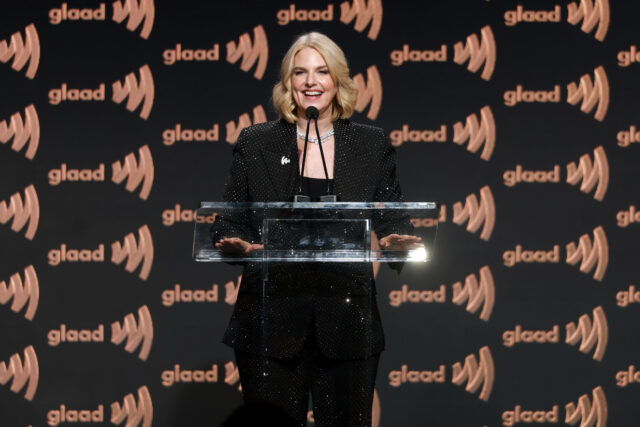 Sarah Kate Ellis, President & CEO, GLAAD speaks onstage during the 37th Annual GLAAD Media Awards at The Beverly Hilton on March 05, 2026 in Beverly Hills, California. 