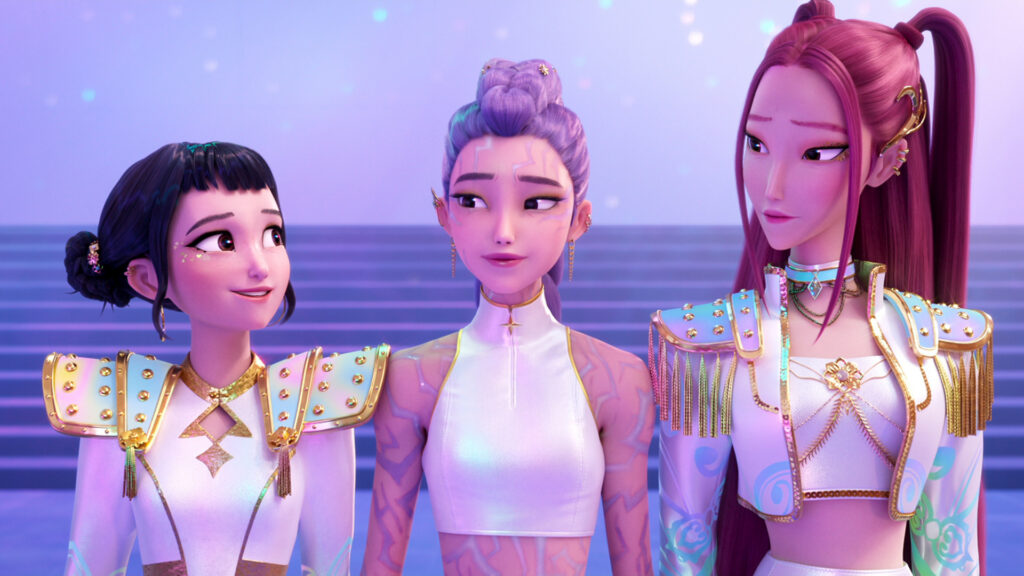 KPOP DEMON HUNTERS - When they aren't selling out stadiums, Kpop superstars Rumi, Mira and Zoey use their secret identities as badass demon hunters to protect their fans from an ever-present supernatural threat. Together, they must face their biggest enemy yet – an irresistible rival boy band of demons in disguise. ©2025 Netflix