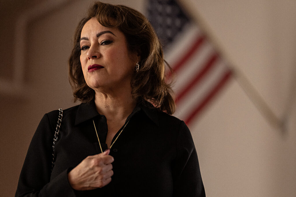 Jennifer Tilly as Dr. Deborah Hunter-Price in School Spirits, episode 8, season 3, streaming on Paramount+, 2026. Photo Credit: Ed Araquel/Paramount+.