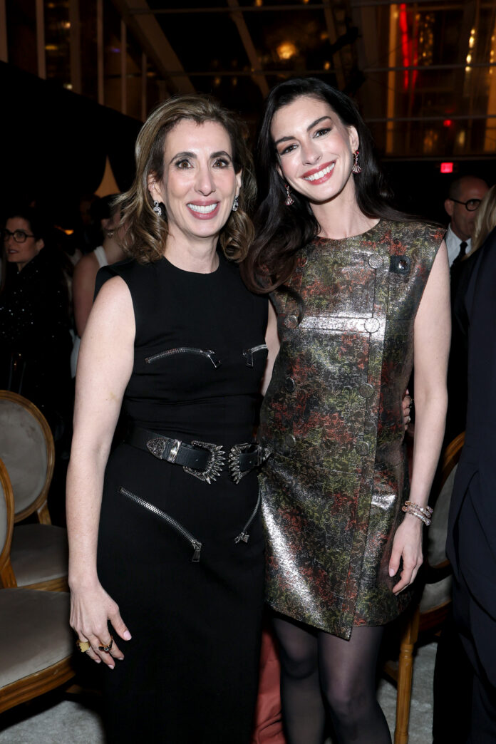 Aline Brosh McKenna and Anne Hathaway attend the world premiere of The Devil Wears Prada 2 at Lincoln Center in New York, New York on April 20, 2026. (Photo by Mike Coppola/Getty Images for 20th Century Studios )