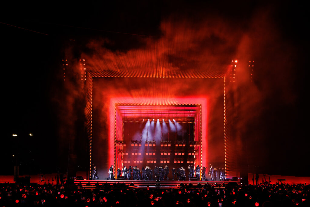 (L to R) SUGA, JIMIN, JIN, JUNG KOOK, V, J-HOPE, RM at BTS The Comeback Live | Arirang at Gwanghwamun Square on March 21st in Seoul, Korea / BIGHIT MUSIC AND NETFLIX © 2026