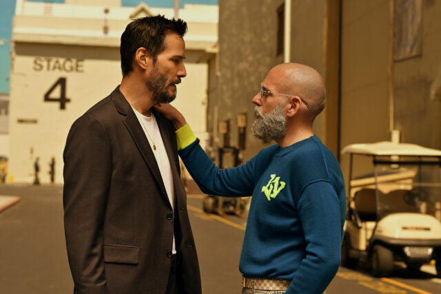 Keanu Reeves and Jonah Hill in "Outcome," now streaming on Apple TV.