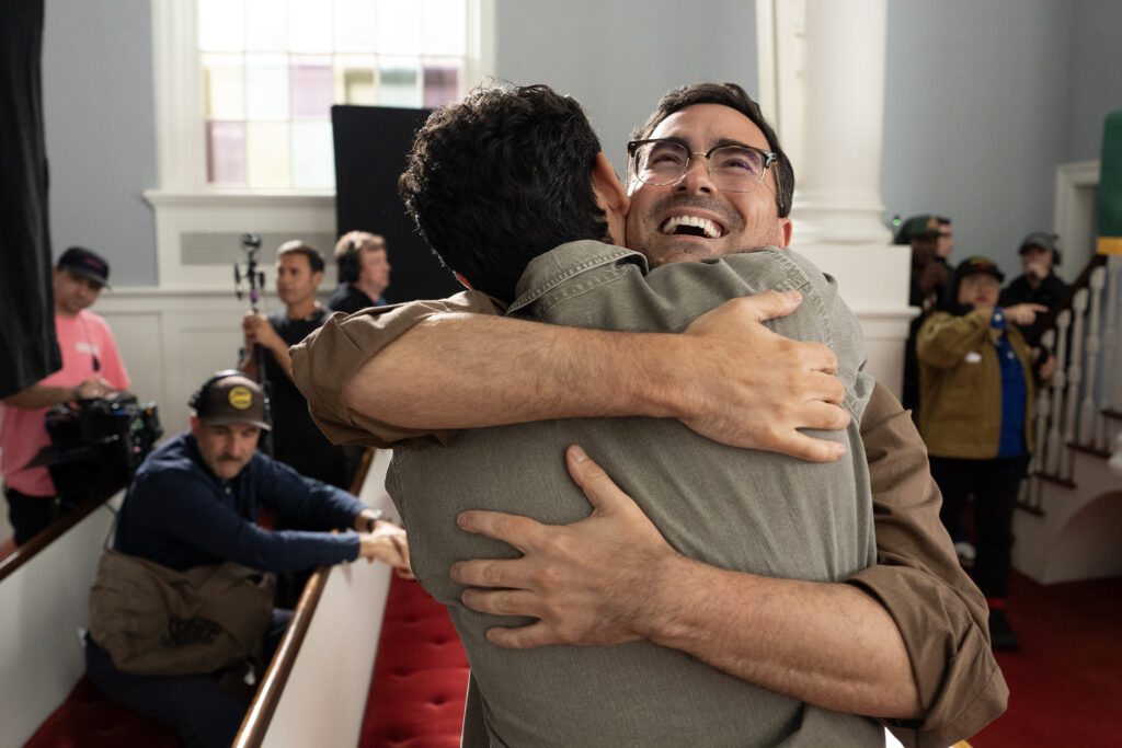 BIG MISTAKES. (L to R) Dan Levy and Jacob Gutierrez behind the scenes of Episode 108 of BIG MISTAKES. Cr. Spencer Pazer/Netflix © 2025
