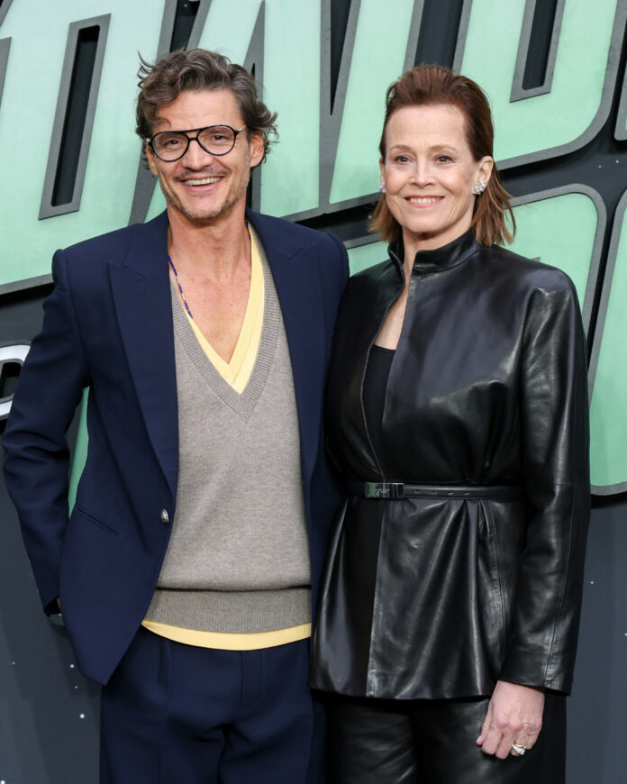 Pedro Pascal and Sigourney Weaver attend the UK Fan Event of Lucasfilm and Star Wars' 'The Mandalorian and Grogu' at Cineworld Leicester Square, London on May 7th, 2026. (Photo by StillMoving.Net for The Walt Disney Company Limited)