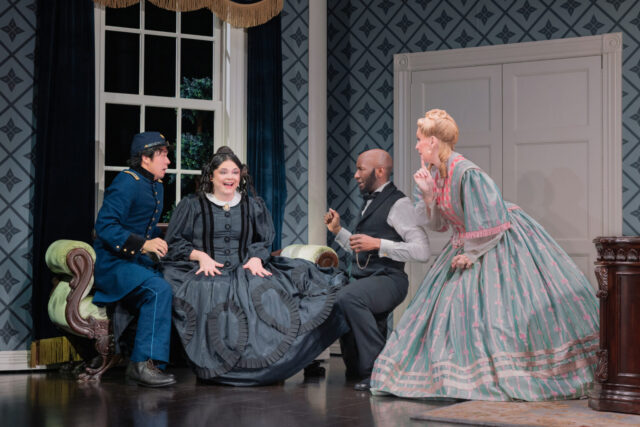 Ryo Kamibayashi, Meg Stalter, Phillip James Brannon, and Bianca Leigh in Oh, Mary!. 