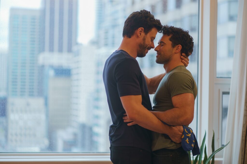 Heated Rivalry - (L to R) François Arnaud as Scott Hunter and Robbie G.K. as Kip Grady in Episode 103 of Heated Rivalry. Cr. Sabrina Lantos © 2025