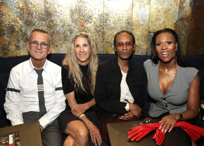 Steven Kolb, CFDA CEO (R), with Peppermint (L) and guests. Photo: Getty Images for Plus Life / AO Media