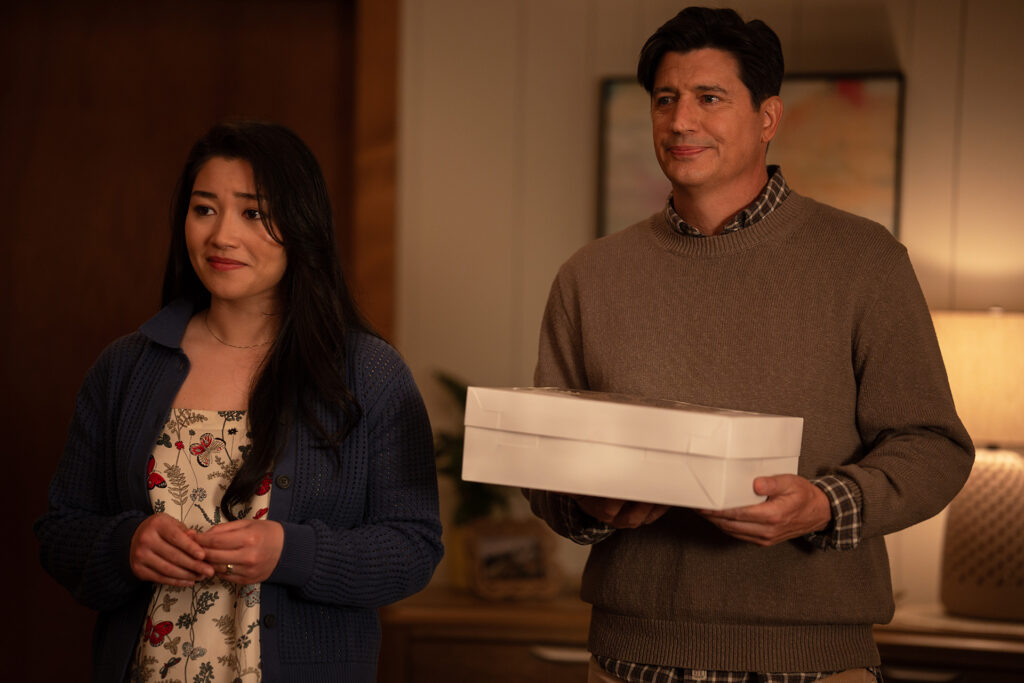 L-R: Jaylee Hamidi as Alex and Ken Marino as Russell in Yellowjackets, episode 4, season 4, streaming on Paramount+, 2026. Photo Credit: Darko Sikman/Paramount+.