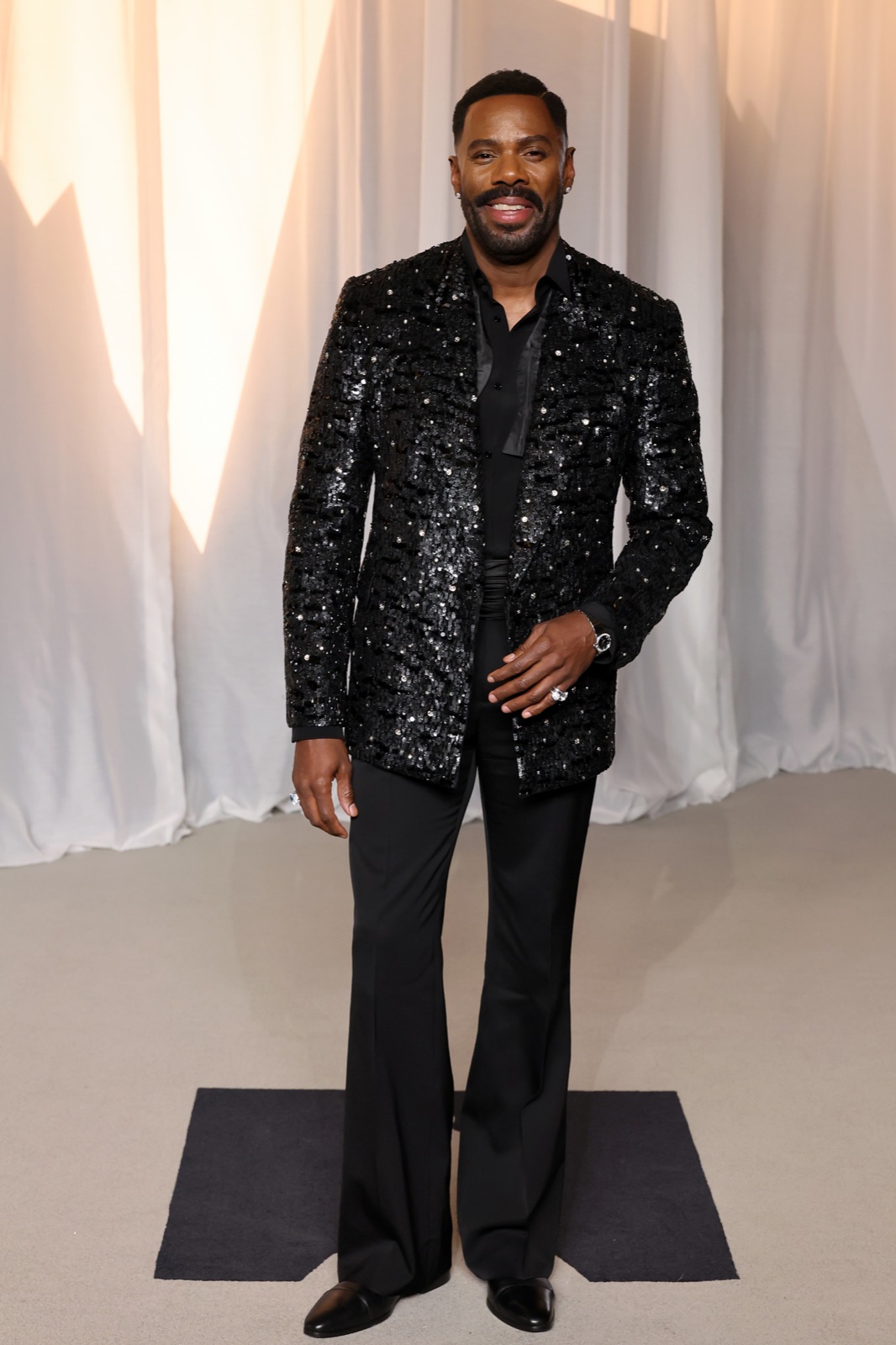 Colman Domingo wearing a sparkling black suit at the Academy Museum Gala.